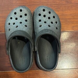 CROCS Kids' Glittery Black Slippers size 12